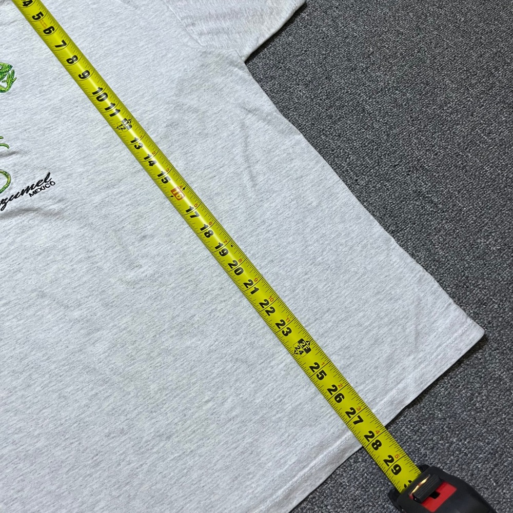 Vintage Cozumel Mexico Iguana T Shirt 2XL Gray Heather Embroidered 90s Souvenir - Picture 10 of 10